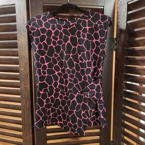 Michael Kors Cerise and Black Patterned Top